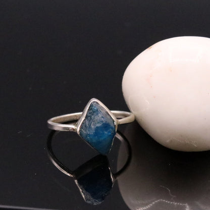 Uncut rough stone vintage designer sterling silver ring band by Tribal Ornaments, showcasing natural textured jewelry design.