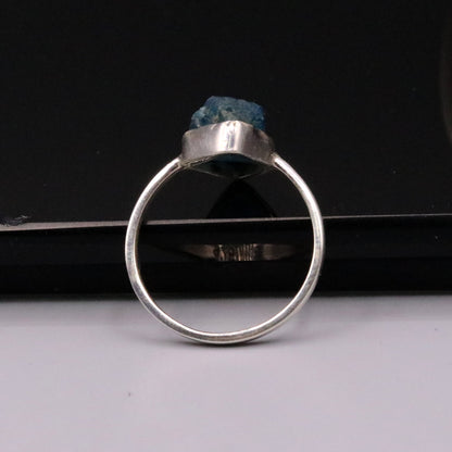 Uncut rough stone vintage sterling silver ring band by Tribal Ornaments, showcasing a rustic designer style and solid silver craftsmanship.