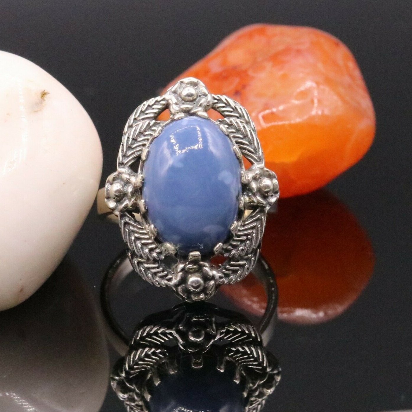 VINTAGE ANTIQUE TURQUOISE STONE 925 STERLING SILVER ENGAGEMENT RING BAND sr132 - TRIBAL ORNAMENTS