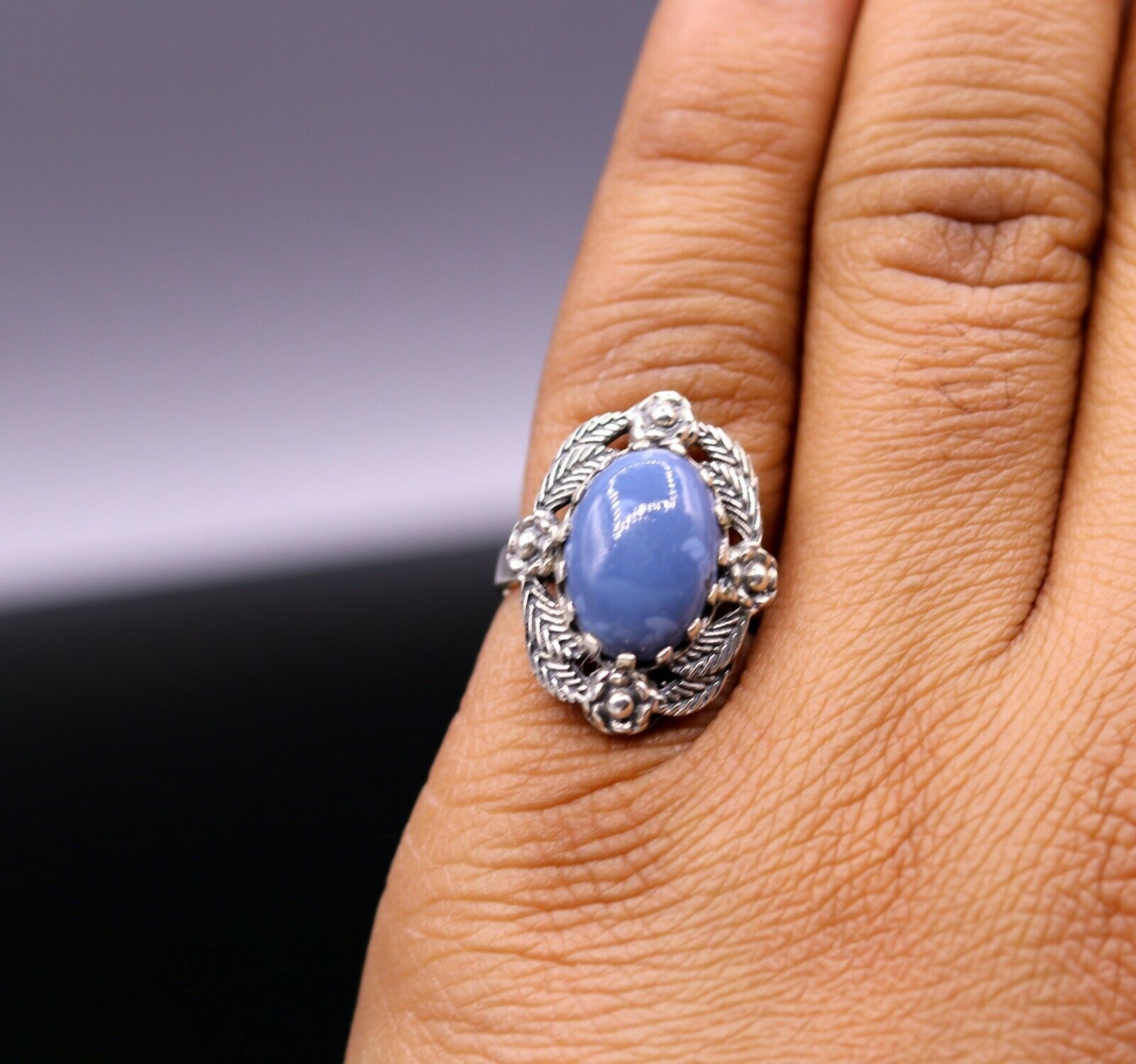 VINTAGE ANTIQUE TURQUOISE STONE 925 STERLING SILVER ENGAGEMENT RING BAND sr132 - TRIBAL ORNAMENTS