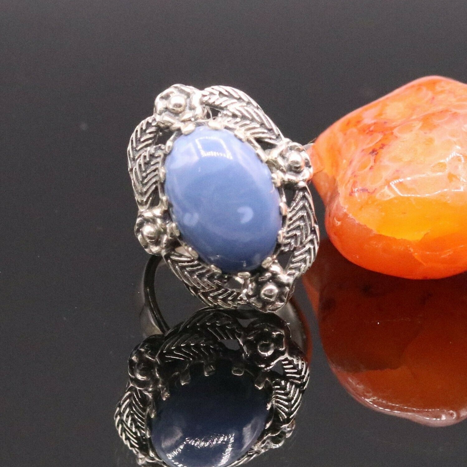 VINTAGE ANTIQUE TURQUOISE STONE 925 STERLING SILVER ENGAGEMENT RING BAND sr132 - TRIBAL ORNAMENTS