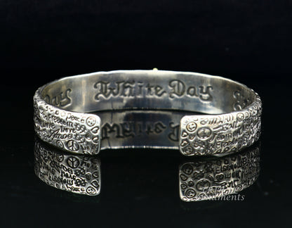 Polished 925 sterling silver or gold tribal cuff bracelet featuring a Lord Ganesh design, adjustable tribal ethnic jewelry by Tribal Ornaments