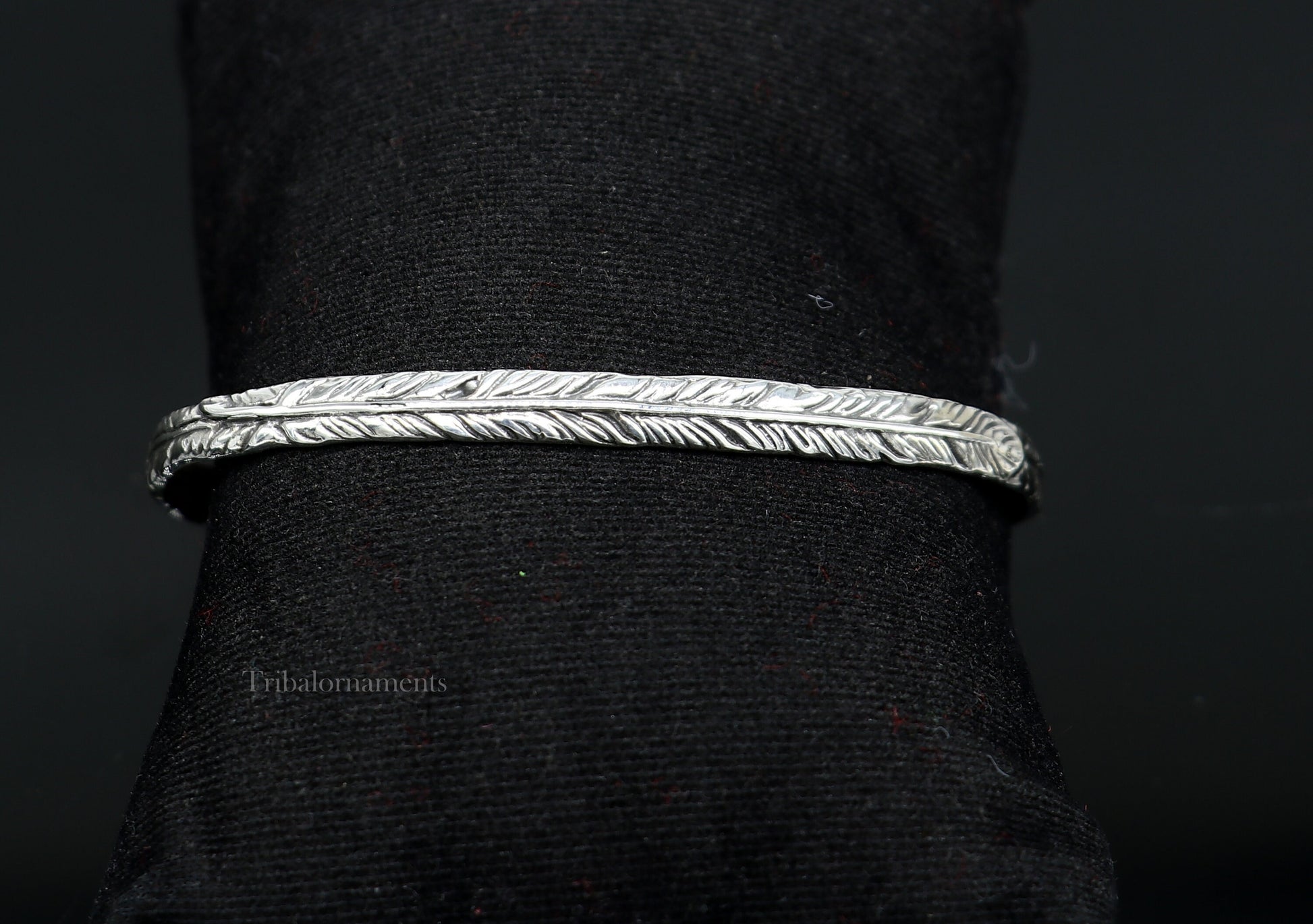 925 sterling silver or Gold polished feather design handmade adjustable cuff bangle bracelet kada unisex men's or girl's jewelry Gnsk370 - TRIBAL ORNAMENTS