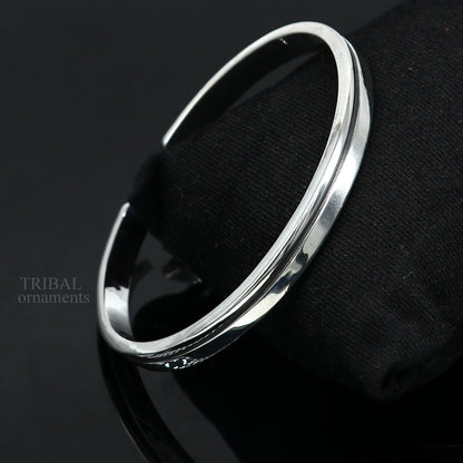 Handmade plain 925 sterling silver or gold polished tribal bangle cuff bracelet, unisex design, elegant tribal jewelry by TRIBAL ORNAMENTS.
