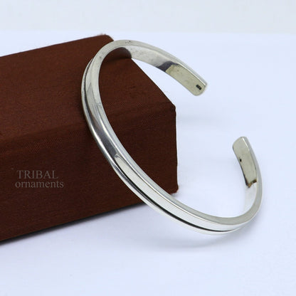 Polished 925 sterling silver or gold handmade plain design bangle cuff bracelet, unisex tribal jewelry by TRIBAL ORNAMENTS.