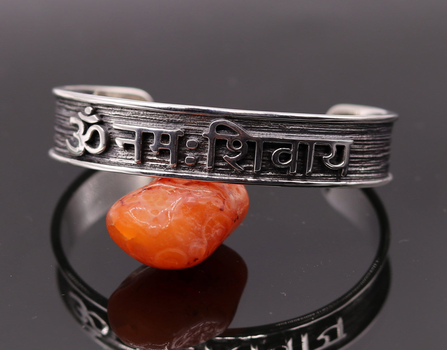 Amazing "Aum namah shivay "open face cuff kada 925 sterling silver handmade cuff bracelet silver or gold polished as buyer choice Gnsk42 - TRIBAL ORNAMENTS