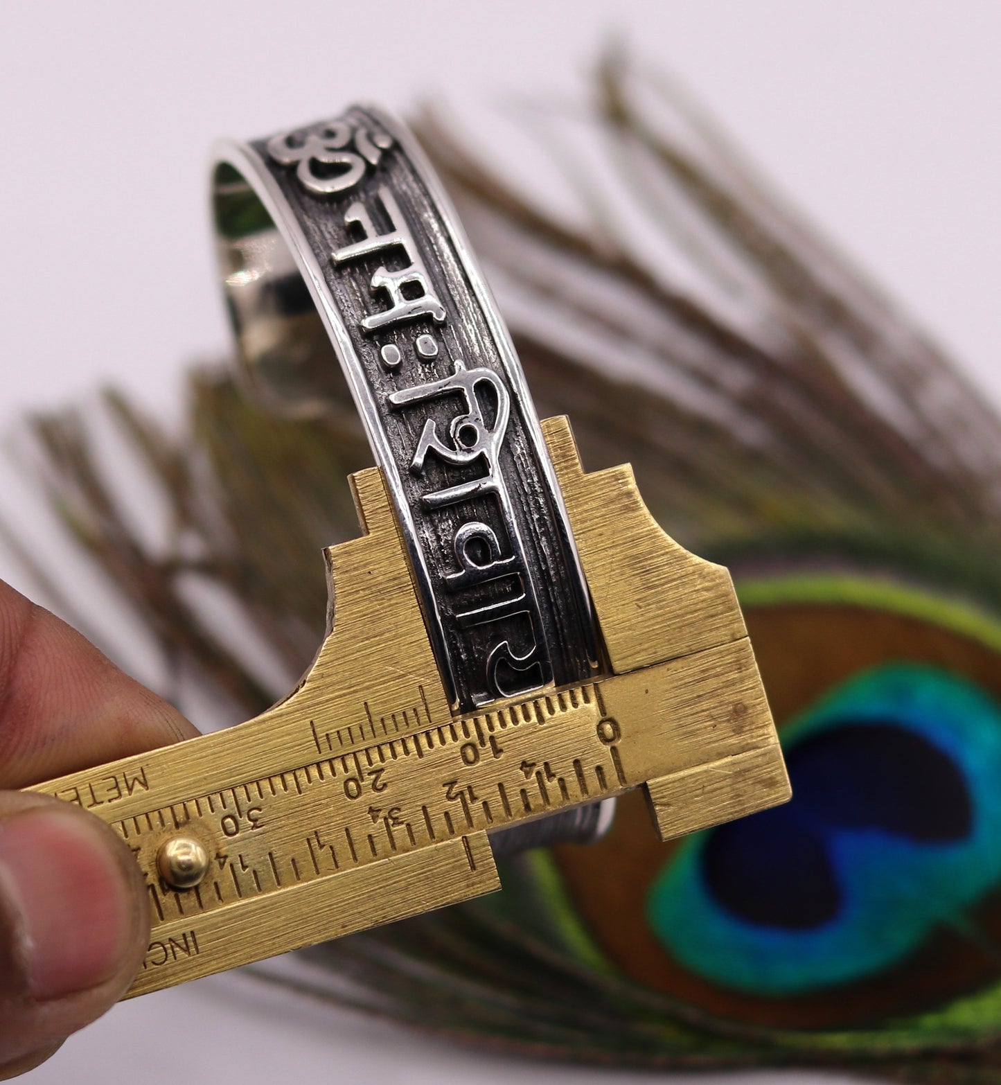 Amazing "Aum namah shivay "open face cuff kada 925 sterling silver handmade cuff bracelet silver or gold polished as buyer choice Gnsk42 - TRIBAL ORNAMENTS