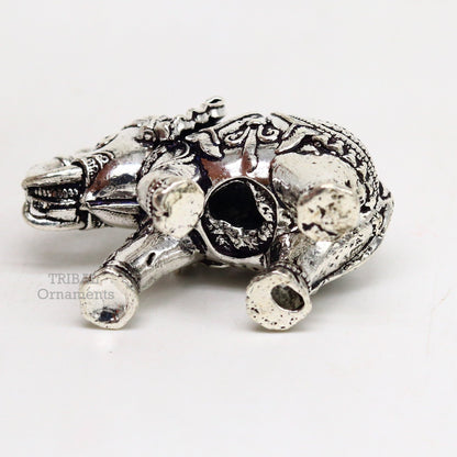 Sterling silver handmade design customized upper trunk Elephant statue, puja article figurine, home décor Diwali puja gift art537 - TRIBAL ORNAMENTS