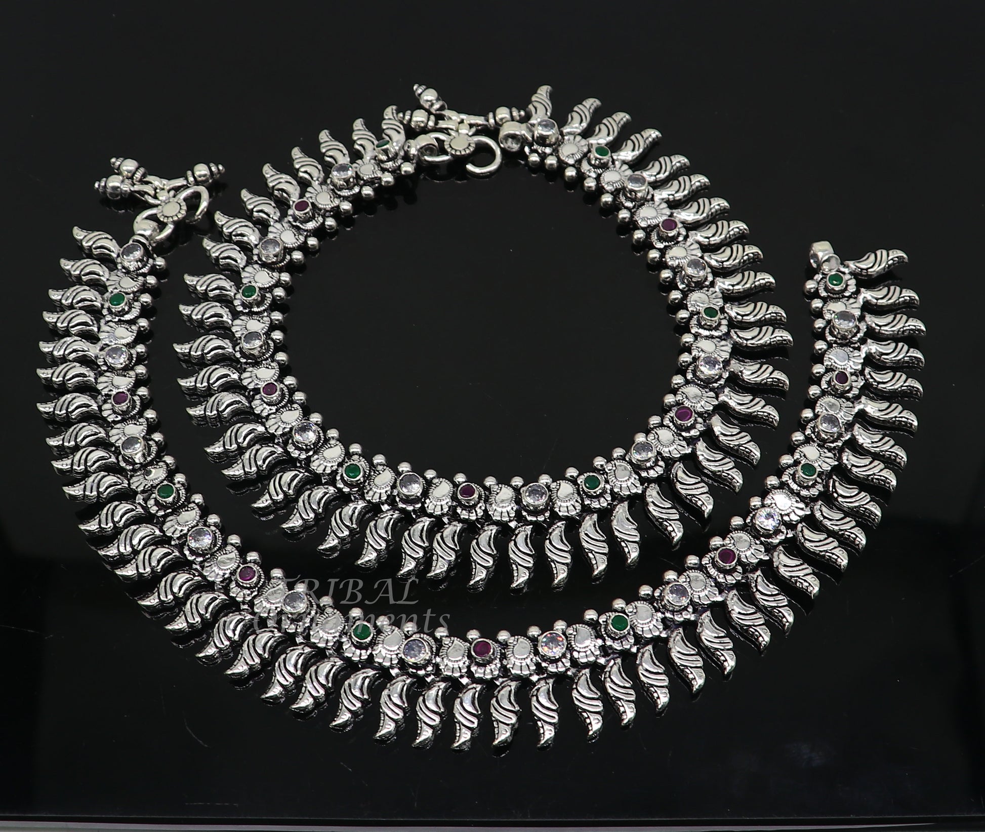 10.5" Inches long handmade 925 sterling silver fabulous color stone customized anklet bracelet, amazing anklets belly dance jewelry ank522 - TRIBAL ORNAMENTS