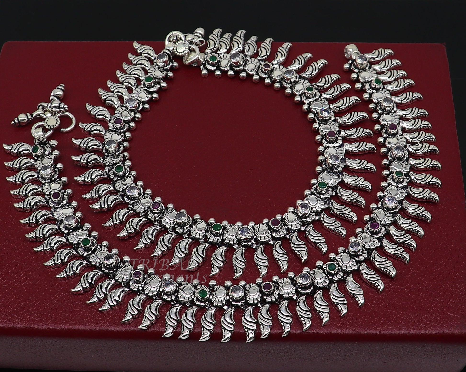 10.5" Inches long handmade 925 sterling silver fabulous color stone customized anklet bracelet, amazing anklets belly dance jewelry ank522 - TRIBAL ORNAMENTS