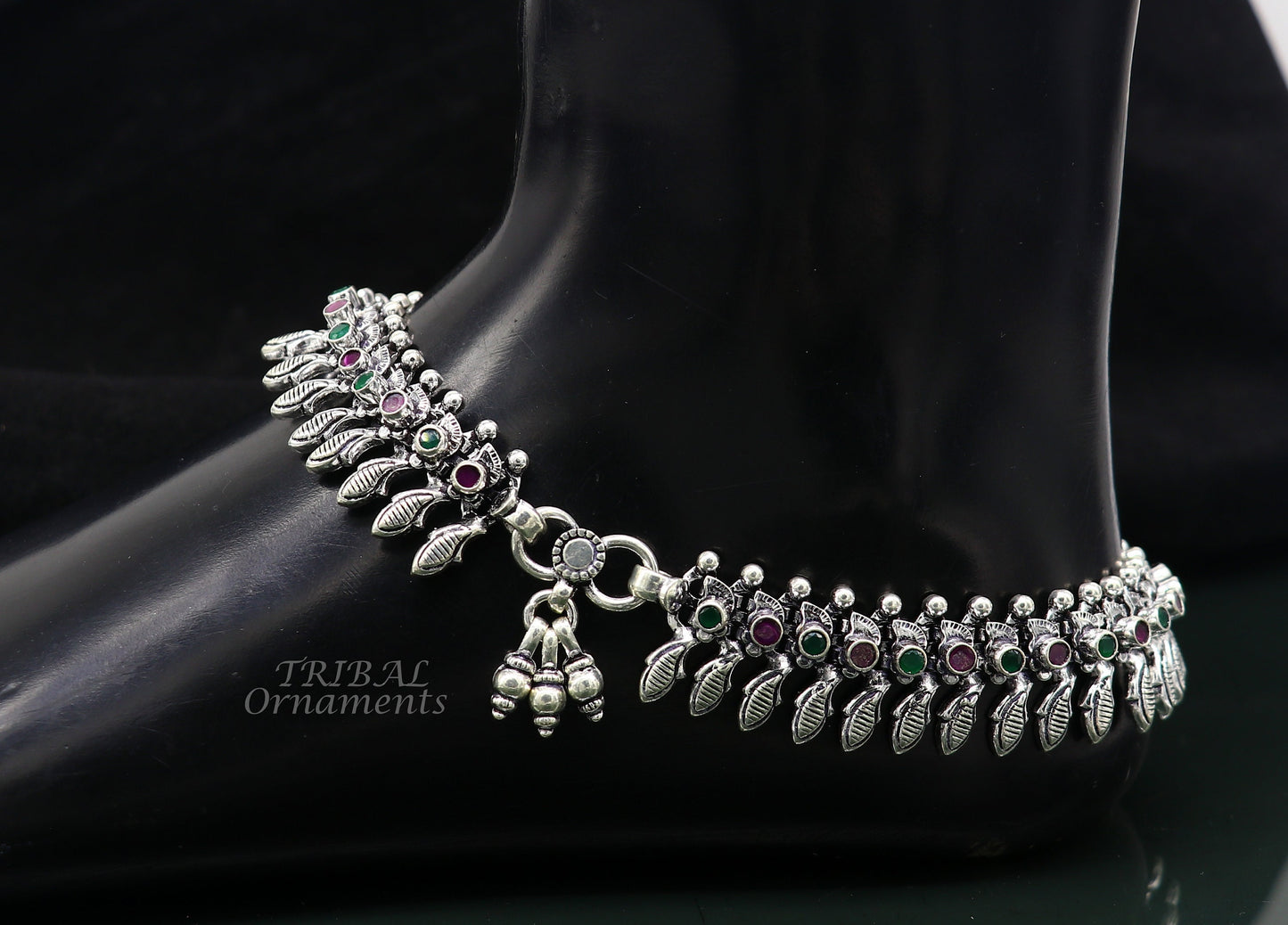 10.5" Inches long handmade 925 sterling silver fabulous color stone customized anklet bracelet, amazing anklets belly dance jewelry ank523 - TRIBAL ORNAMENTS