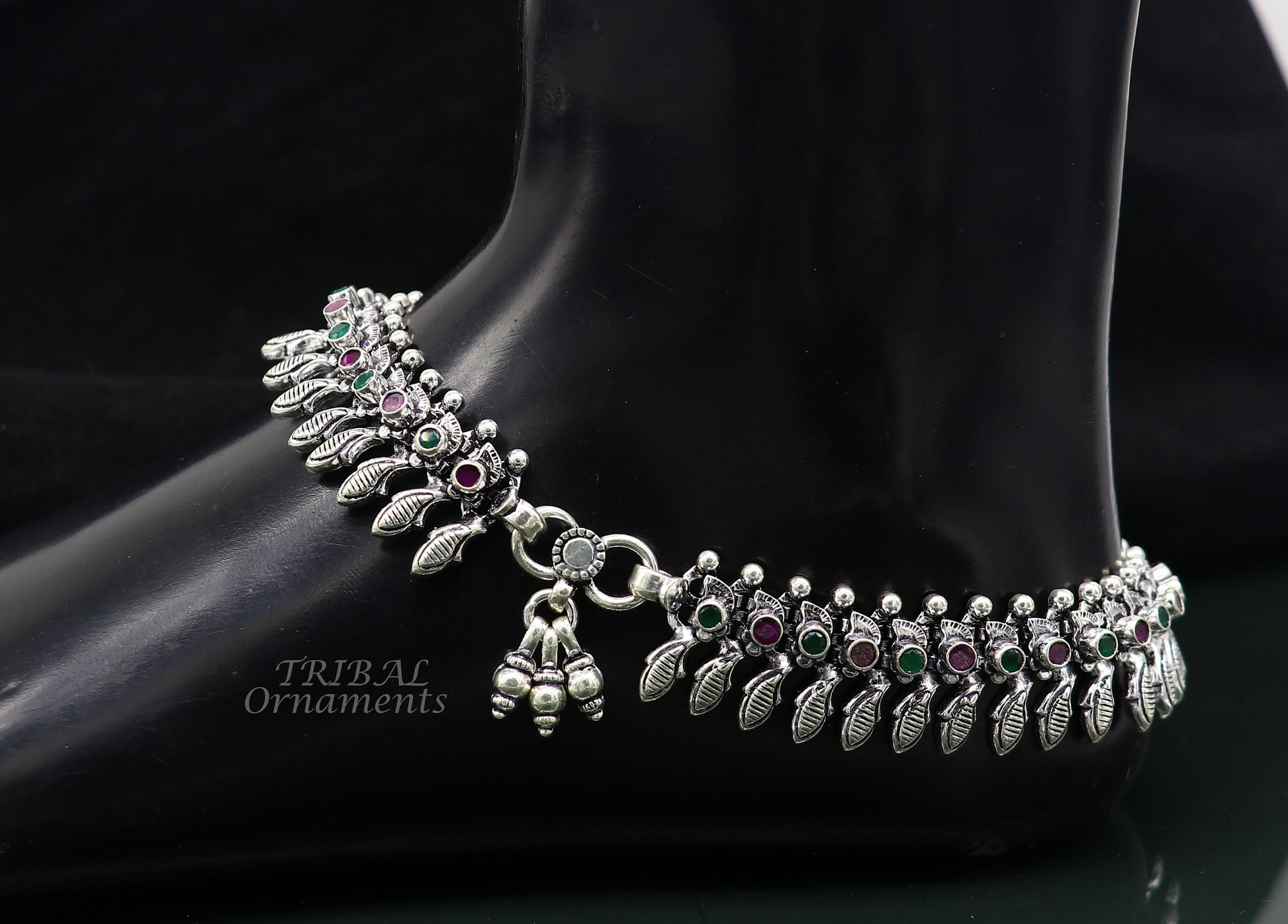 10.5" Inches long handmade 925 sterling silver fabulous color stone customized anklet bracelet, amazing anklets belly dance jewelry ank523 - TRIBAL ORNAMENTS