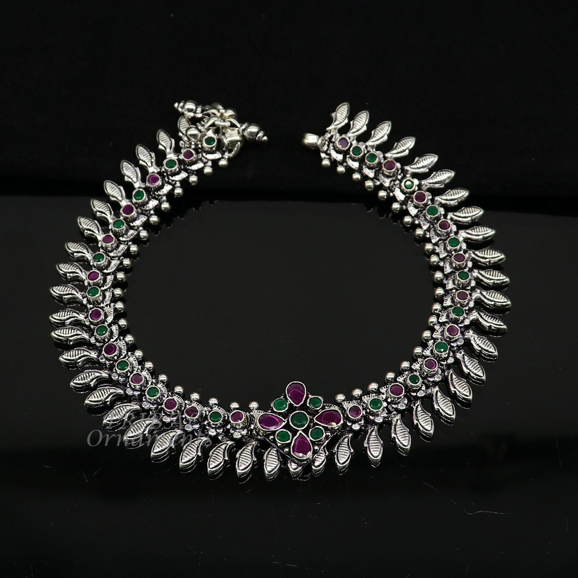 10.5" Inches long handmade 925 sterling silver fabulous color stone customized anklet bracelet, amazing anklets belly dance jewelry ank523 - TRIBAL ORNAMENTS