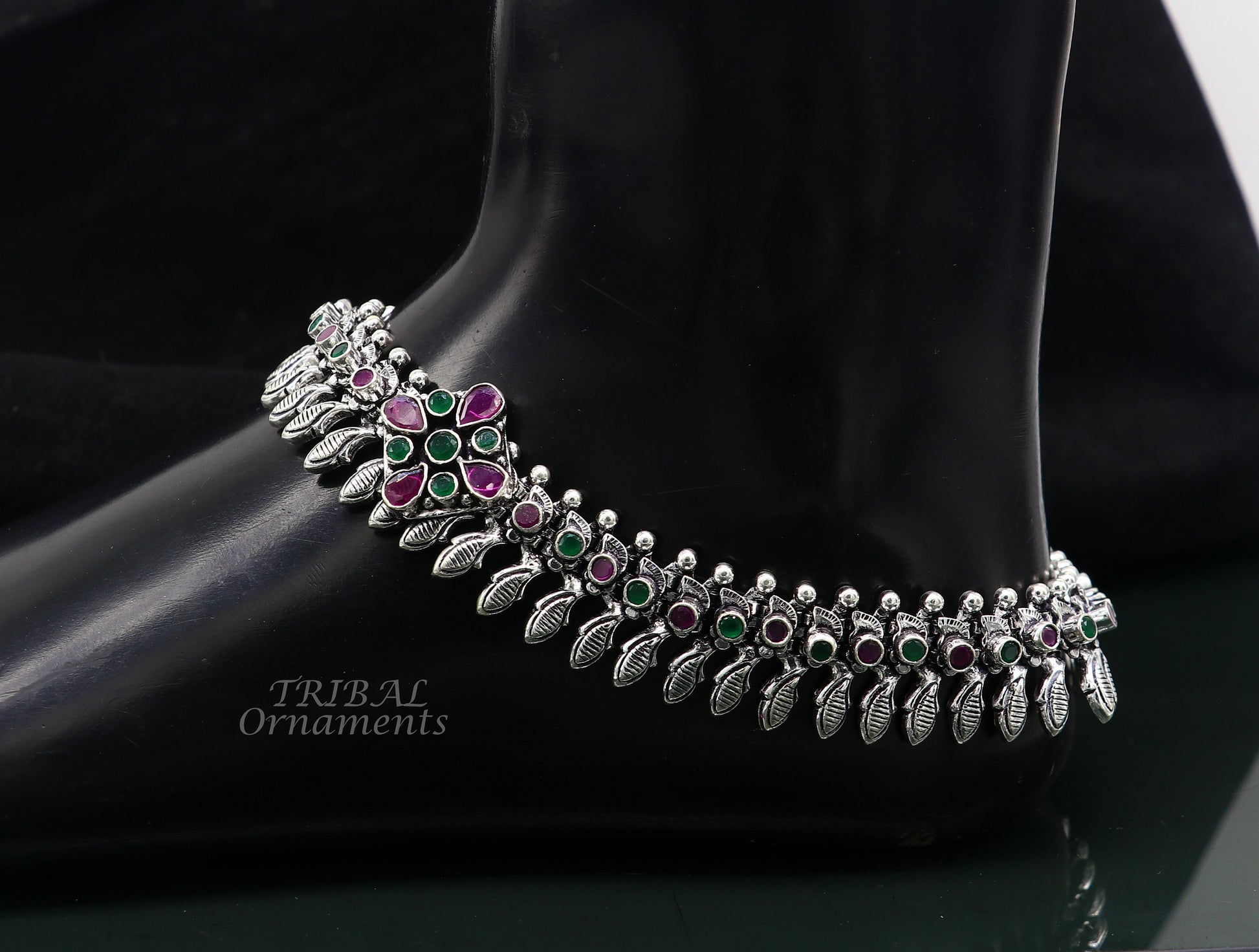 10.5" Inches long handmade 925 sterling silver fabulous color stone customized anklet bracelet, amazing anklets belly dance jewelry ank523 - TRIBAL ORNAMENTS