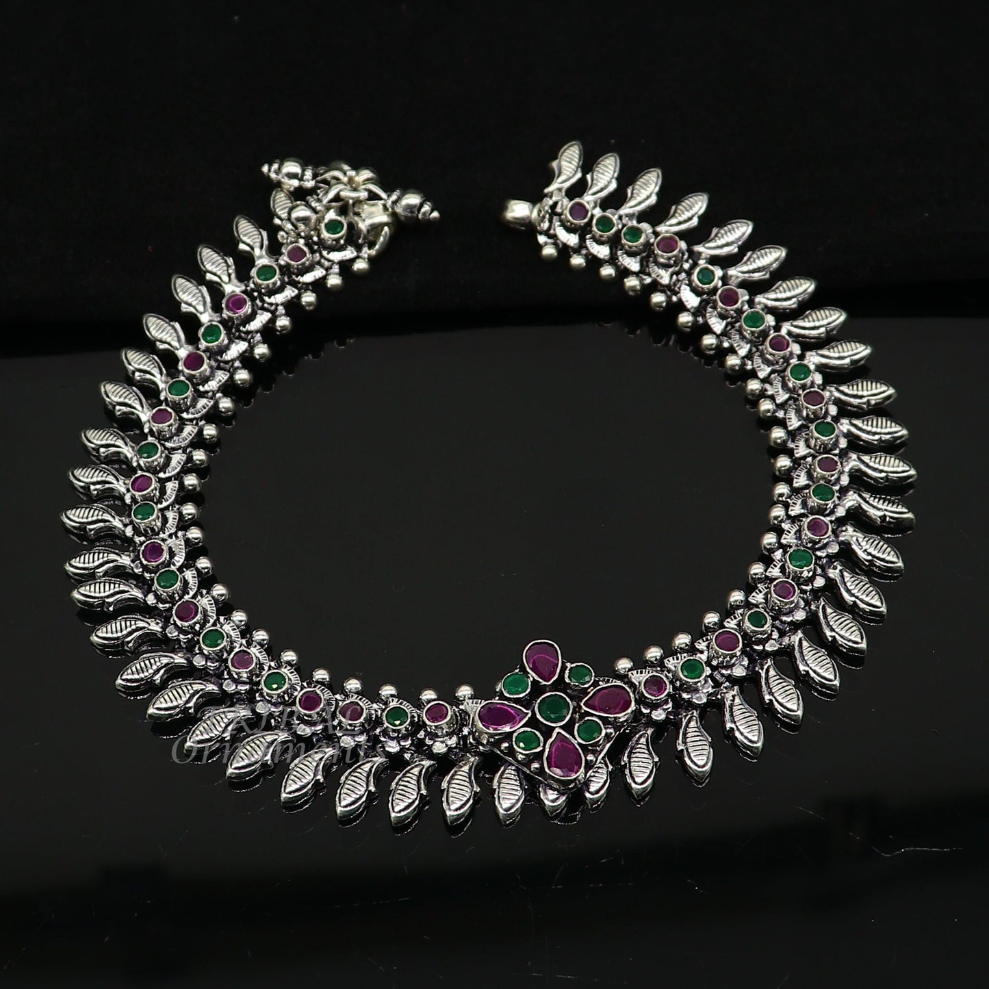 10.5" Inches long handmade 925 sterling silver fabulous color stone customized anklet bracelet, amazing anklets belly dance jewelry ank523 - TRIBAL ORNAMENTS