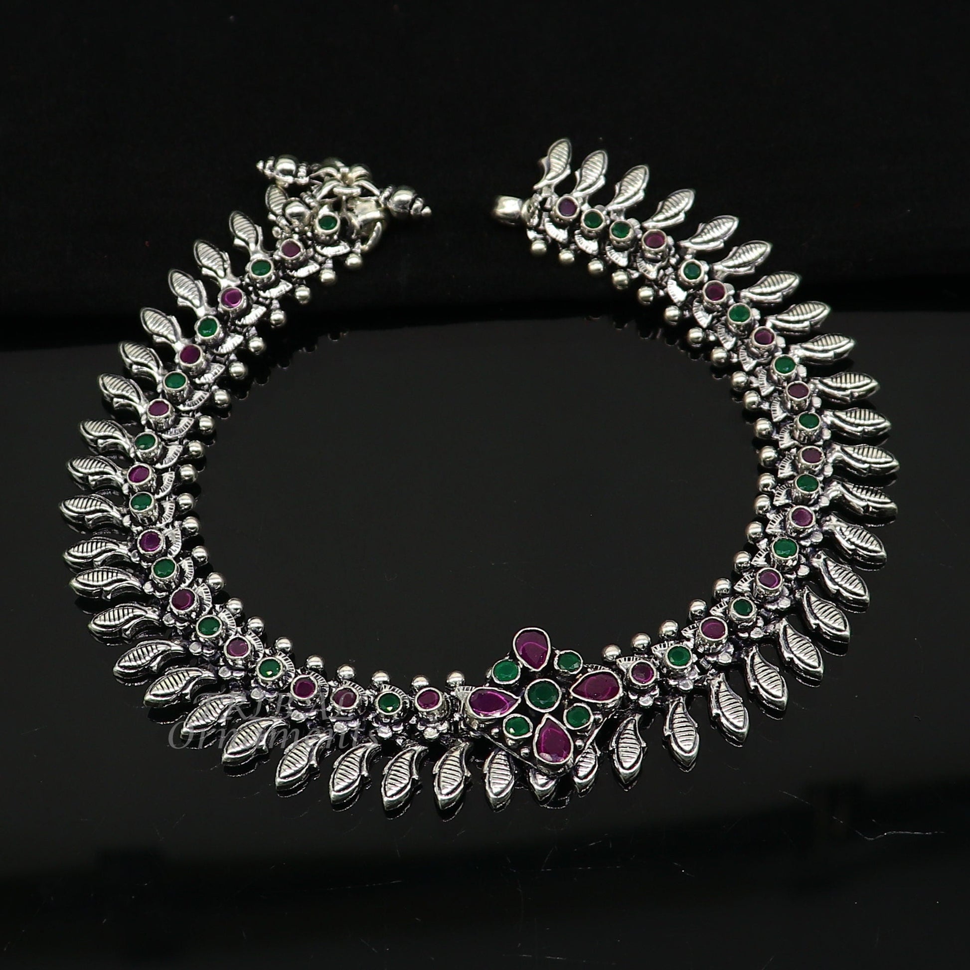 10.5" Inches long handmade 925 sterling silver fabulous color stone customized anklet bracelet, amazing anklets belly dance jewelry ank523 - TRIBAL ORNAMENTS