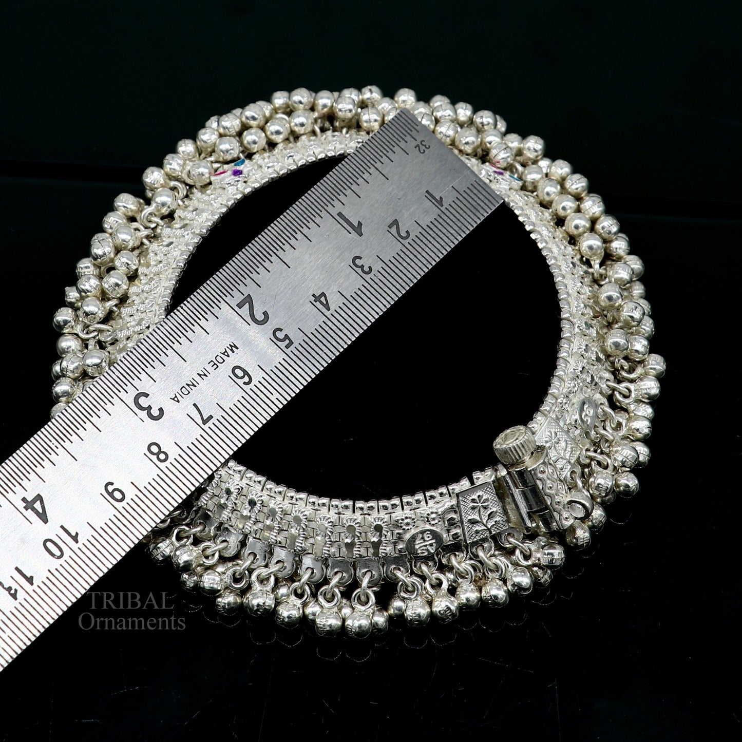 Amazing noisy jingling bells heavy solid sterling silver anklet, excellent foot bracelet, amazing belly dance tribal jewelry india ank457 - TRIBAL ORNAMENTS