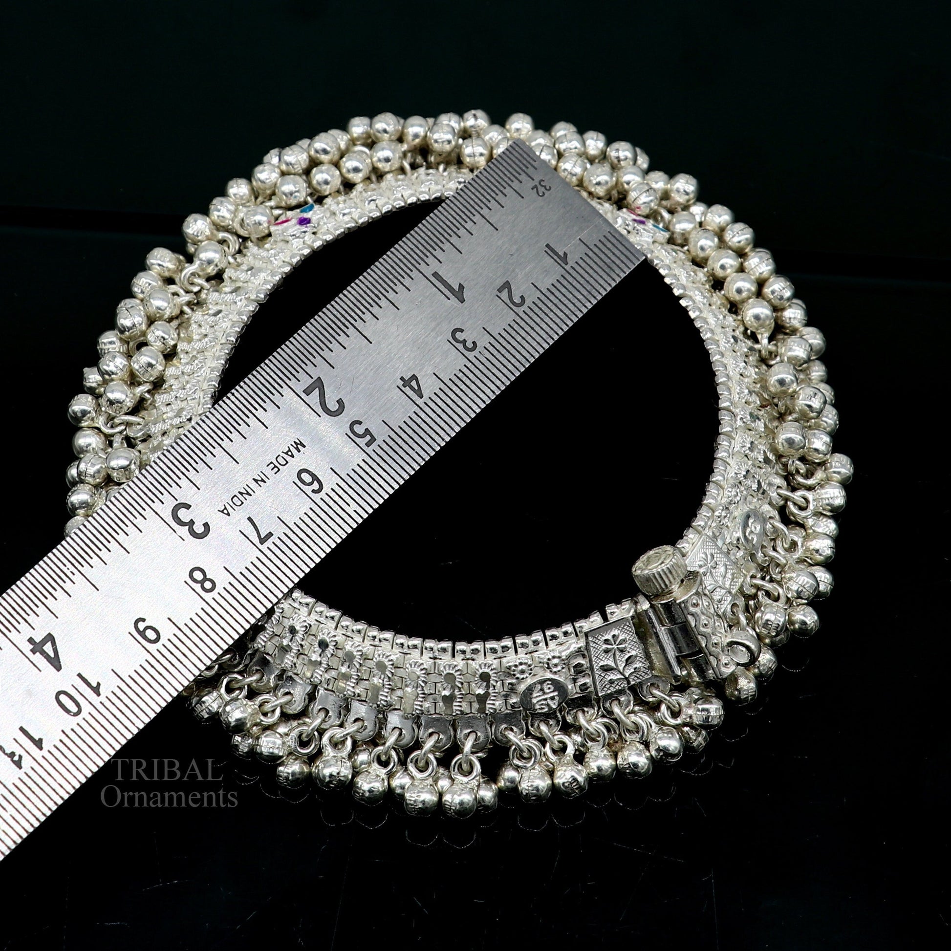 Amazing noisy jingling bells heavy solid sterling silver anklet, excellent foot bracelet, amazing belly dance tribal jewelry india ank457 - TRIBAL ORNAMENTS