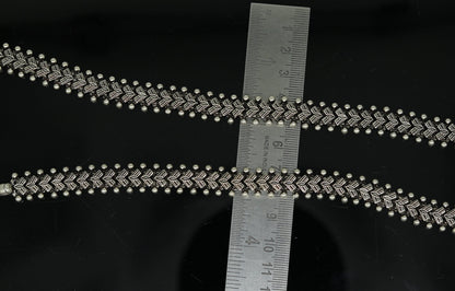 Elegant 925 sterling silver Indian traditional anklet with intricate tribal design, perfect as a trendy women's foot bracelet.