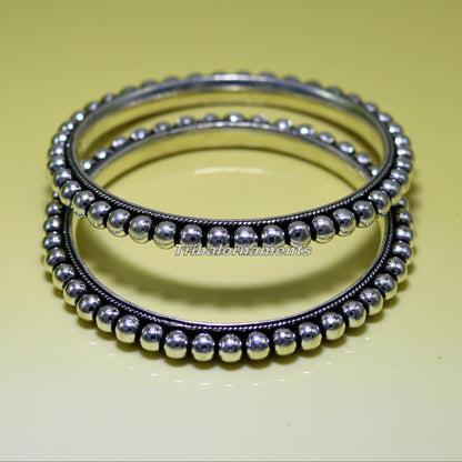 925 sterling silver amazing silver beaded bangle bracelet, excellent custom made oxidized personalized bangle jewelry for belly dance ba54 - TRIBAL ORNAMENTS