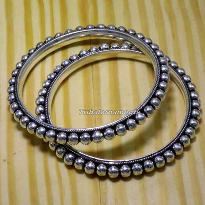 925 sterling silver amazing silver beaded bangle bracelet, excellent custom made oxidized personalized bangle jewelry for belly dance ba54 - TRIBAL ORNAMENTS