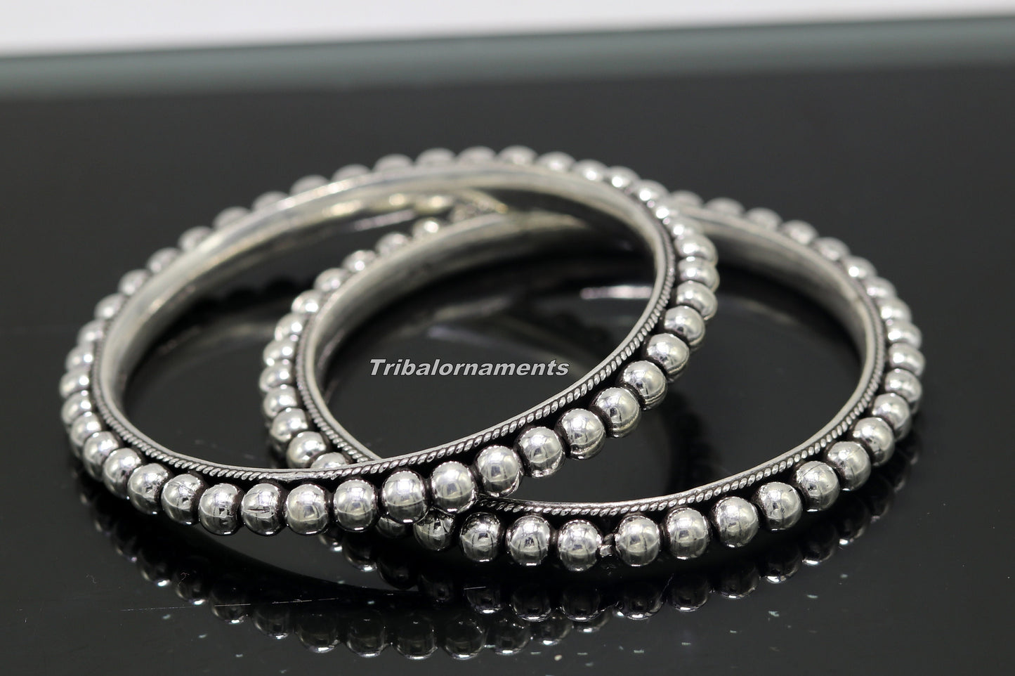 925 sterling silver amazing silver beaded bangle bracelet, excellent custom made oxidized personalized bangle jewelry for belly dance ba54 - TRIBAL ORNAMENTS