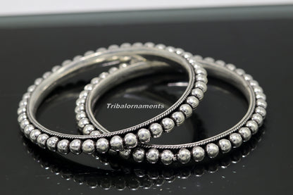 925 sterling silver amazing silver beaded bangle bracelet, excellent custom made oxidized personalized bangle jewelry for belly dance ba54 - TRIBAL ORNAMENTS