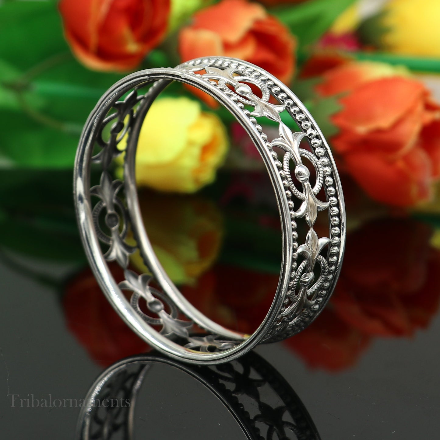 925 sterling silver amazing waved tiny ball design customized bangle bracelet kada , best brides gifting ethnic stylish jewelry ba117 - TRIBAL ORNAMENTS