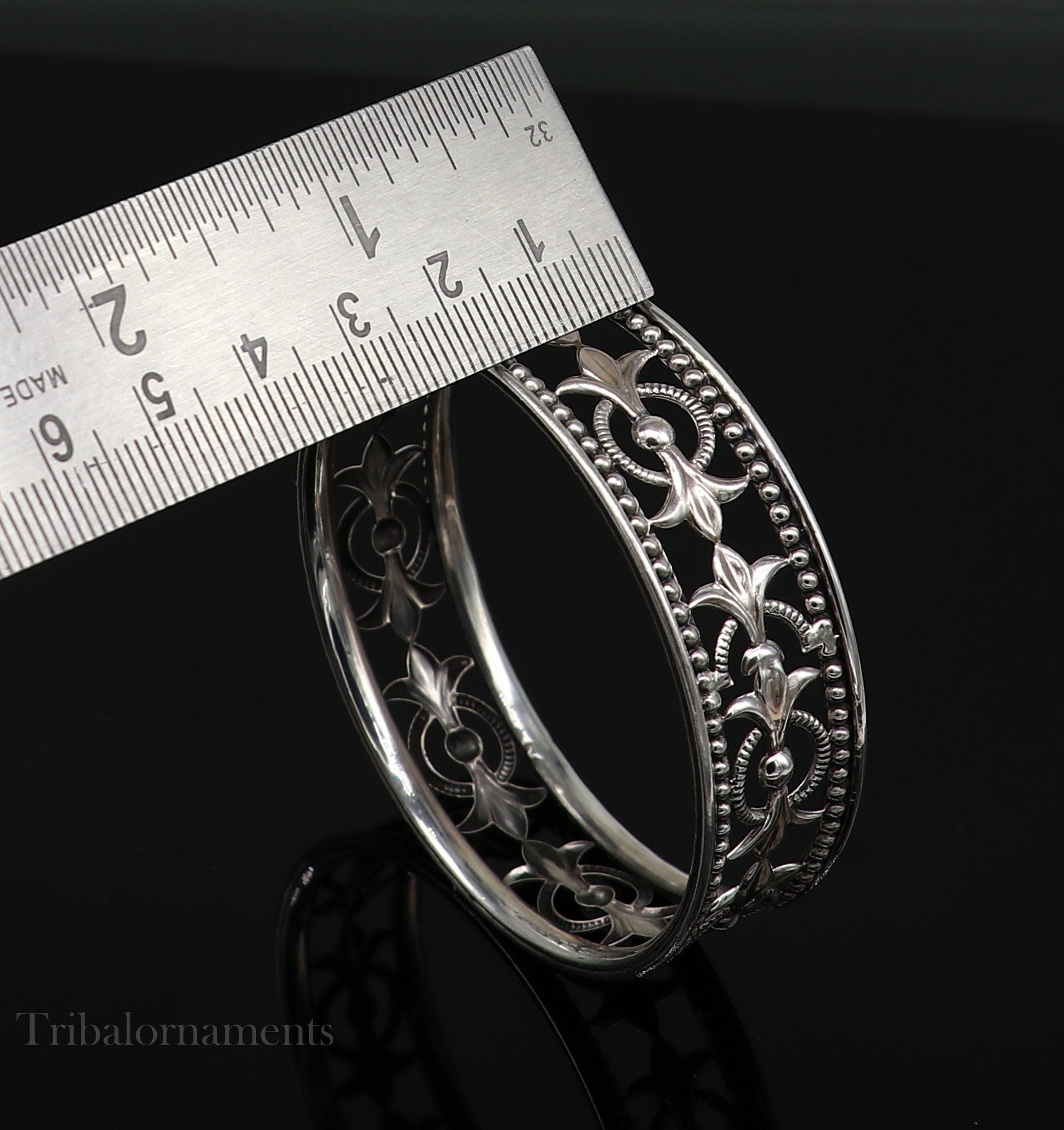 925 sterling silver amazing waved tiny ball design customized bangle bracelet kada , best brides gifting ethnic stylish jewelry ba117 - TRIBAL ORNAMENTS