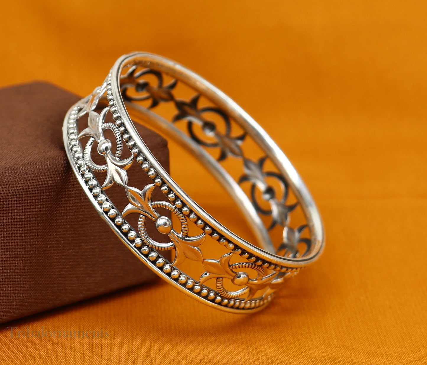 925 sterling silver amazing waved tiny ball design customized bangle bracelet kada , best brides gifting ethnic stylish jewelry ba117 - TRIBAL ORNAMENTS