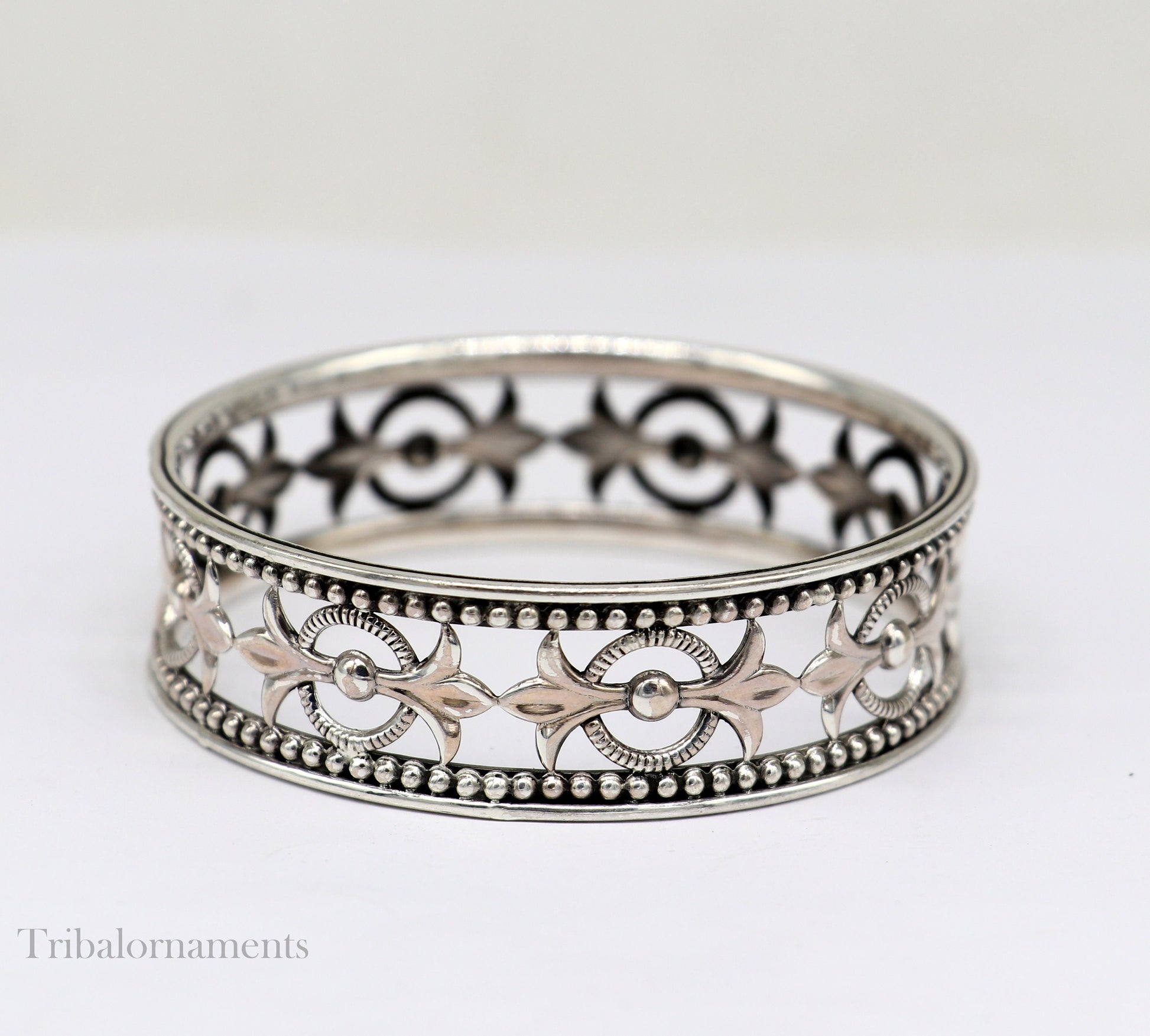 925 sterling silver amazing waved tiny ball design customized bangle bracelet kada , best brides gifting ethnic stylish jewelry ba117 - TRIBAL ORNAMENTS