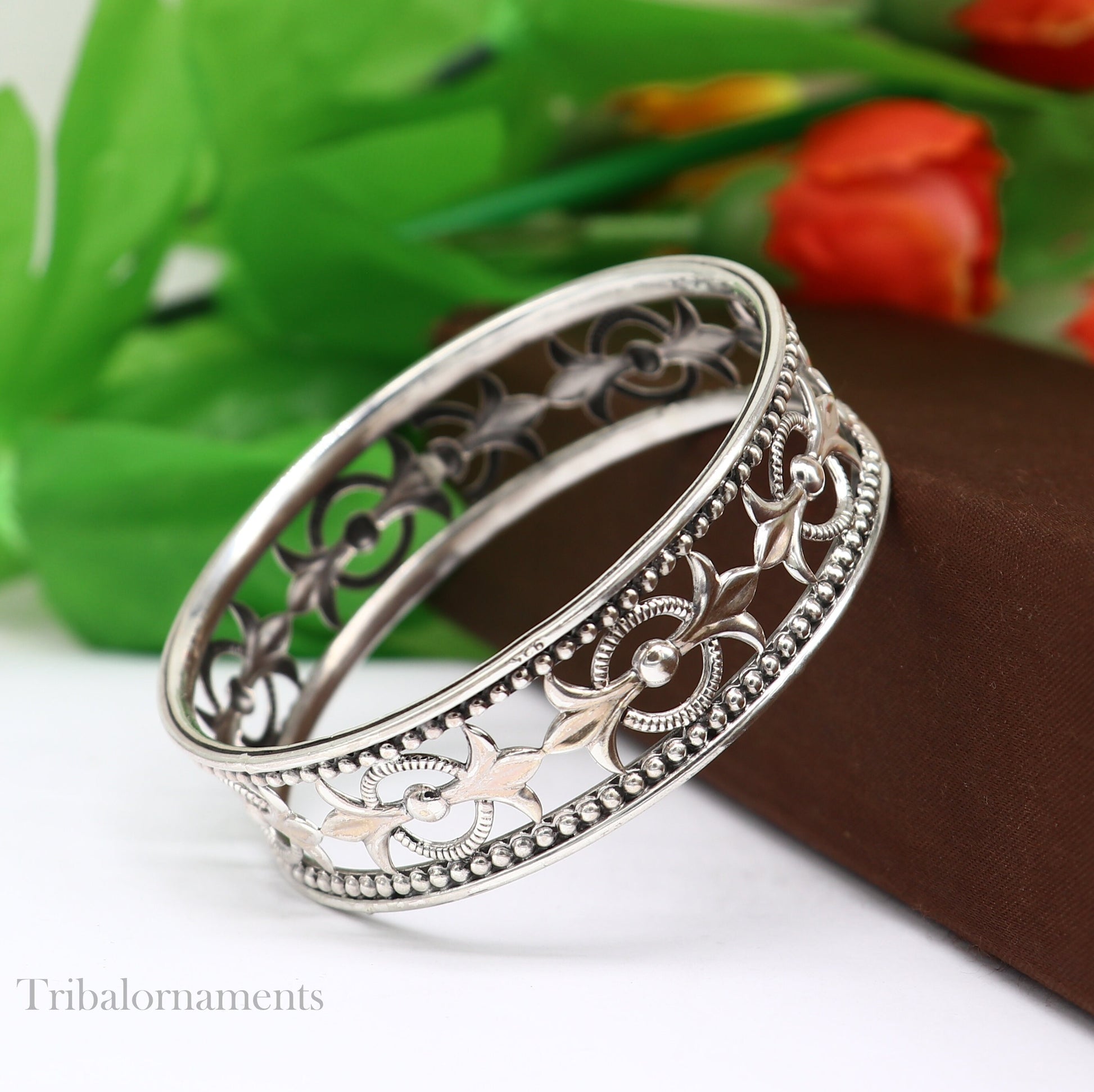 925 sterling silver amazing waved tiny ball design customized bangle bracelet kada , best brides gifting ethnic stylish jewelry ba117 - TRIBAL ORNAMENTS