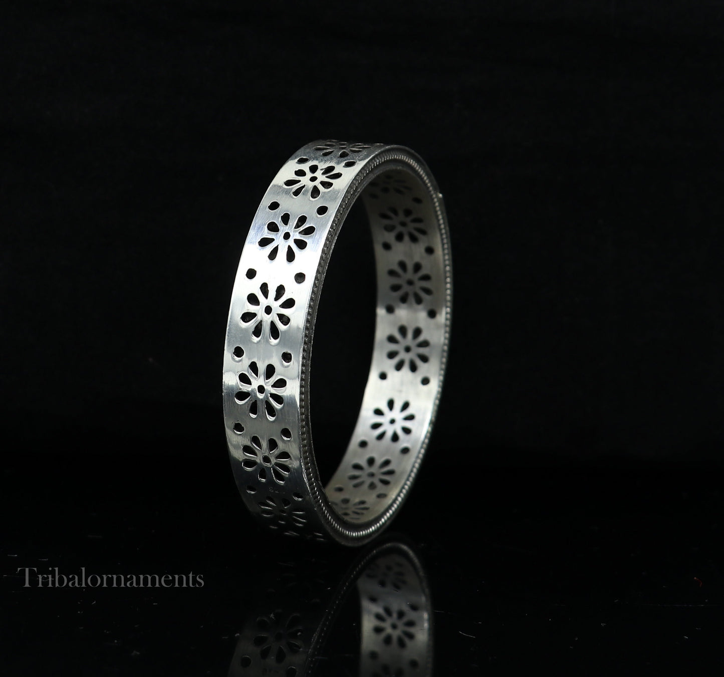 Exclusive 925 sterling silver handmade floral bangle bracelet, vintage design stylish brides bangle wide elegant bangle jewelry ba116 - TRIBAL ORNAMENTS