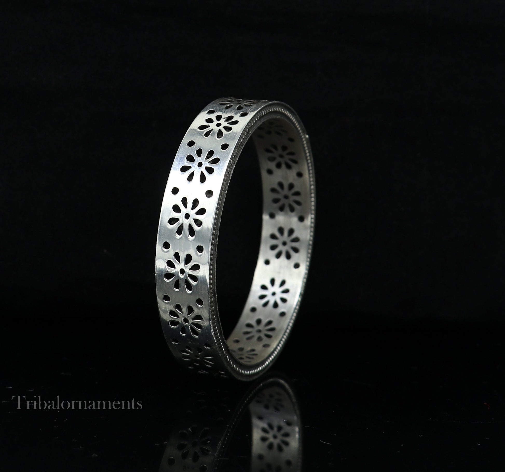 Exclusive 925 sterling silver handmade floral bangle bracelet, vintage design stylish brides bangle wide elegant bangle jewelry ba116 - TRIBAL ORNAMENTS