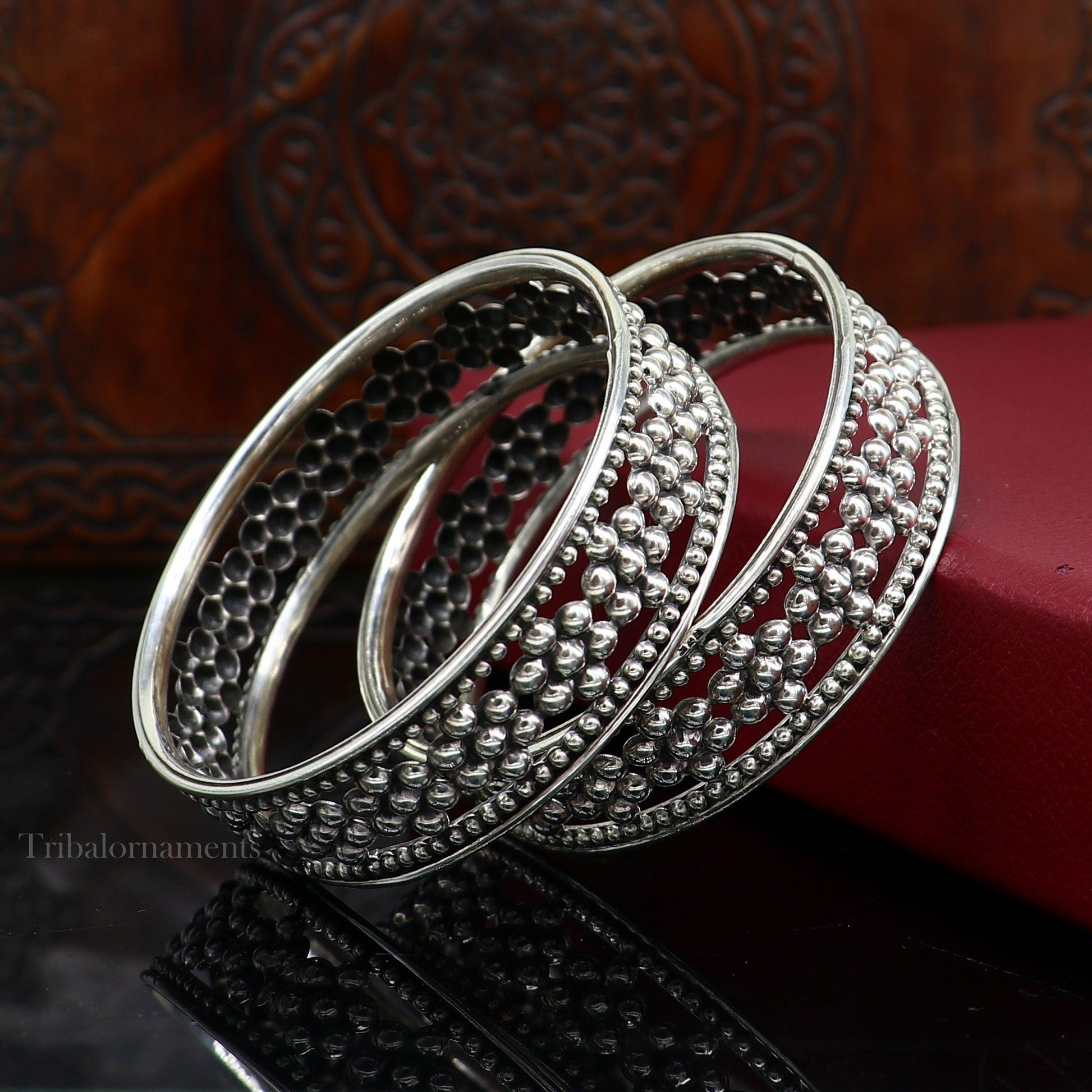 925 sterling silver flower design unique style handmade bangle bracelet , best brides collection wedding jewelry from india ba126 - TRIBAL ORNAMENTS