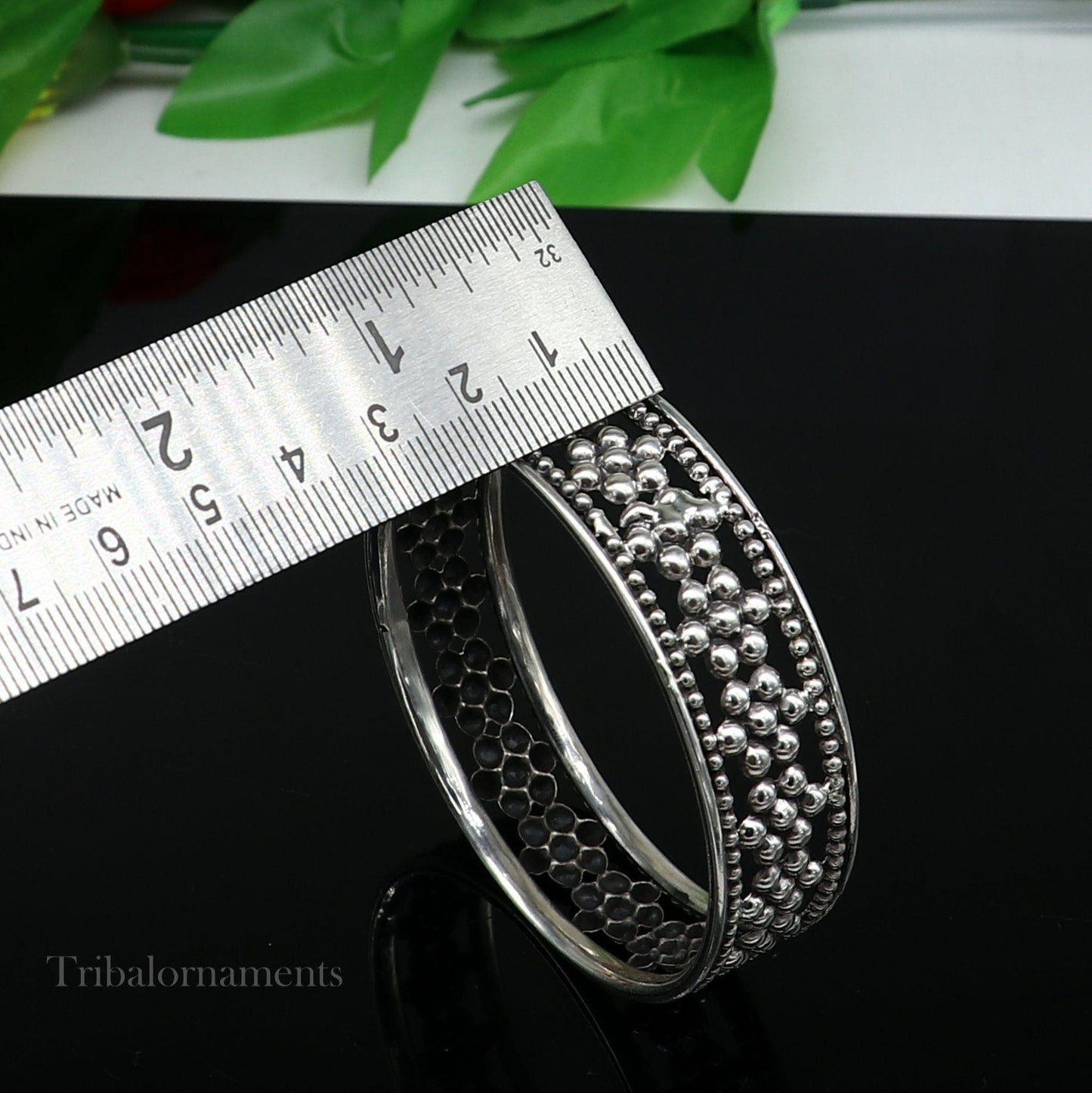 925 sterling silver flower design unique style handmade bangle bracelet , best brides collection wedding jewelry from india ba126 - TRIBAL ORNAMENTS