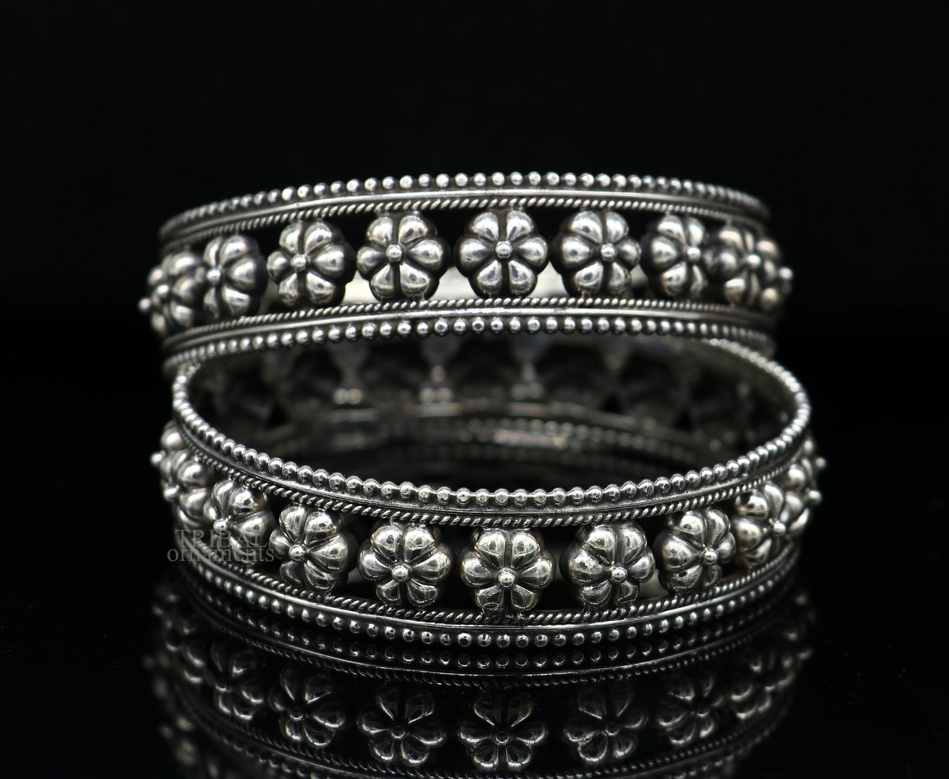 925 sterling silver handmade Gorgeous Vintage floral design bangle bracelet tribal ethnic jewelry best bride gifting jewelry nba312 - TRIBAL ORNAMENTS