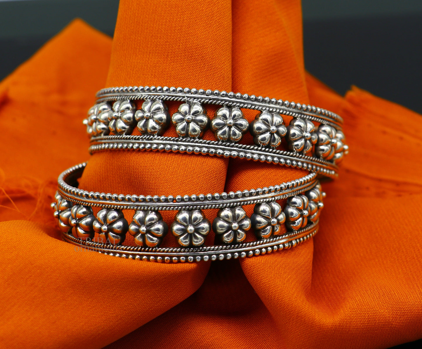 925 sterling silver handmade Gorgeous Vintage floral design bangle bracelet tribal ethnic jewelry best bride gifting jewelry nba312 - TRIBAL ORNAMENTS