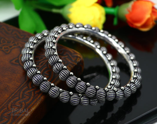 925 sterling silver handmade Indian vintage design bangle bracelet kada stunning stylish tribal brides jewelry gifting ethnic bangles ba122 - TRIBAL ORNAMENTS
