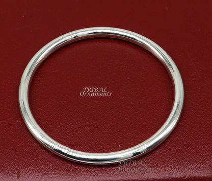Shiny 925 sterling silver handmade bangle bracelet by Tribal Ornaments, plain and customized for unisex jewelry and personalized gifting.