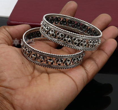 Sterling silver tribal bangle bracelet with cultural design, featuring trendy tribal jewelry style from TRIBAL ORNAMENTS.