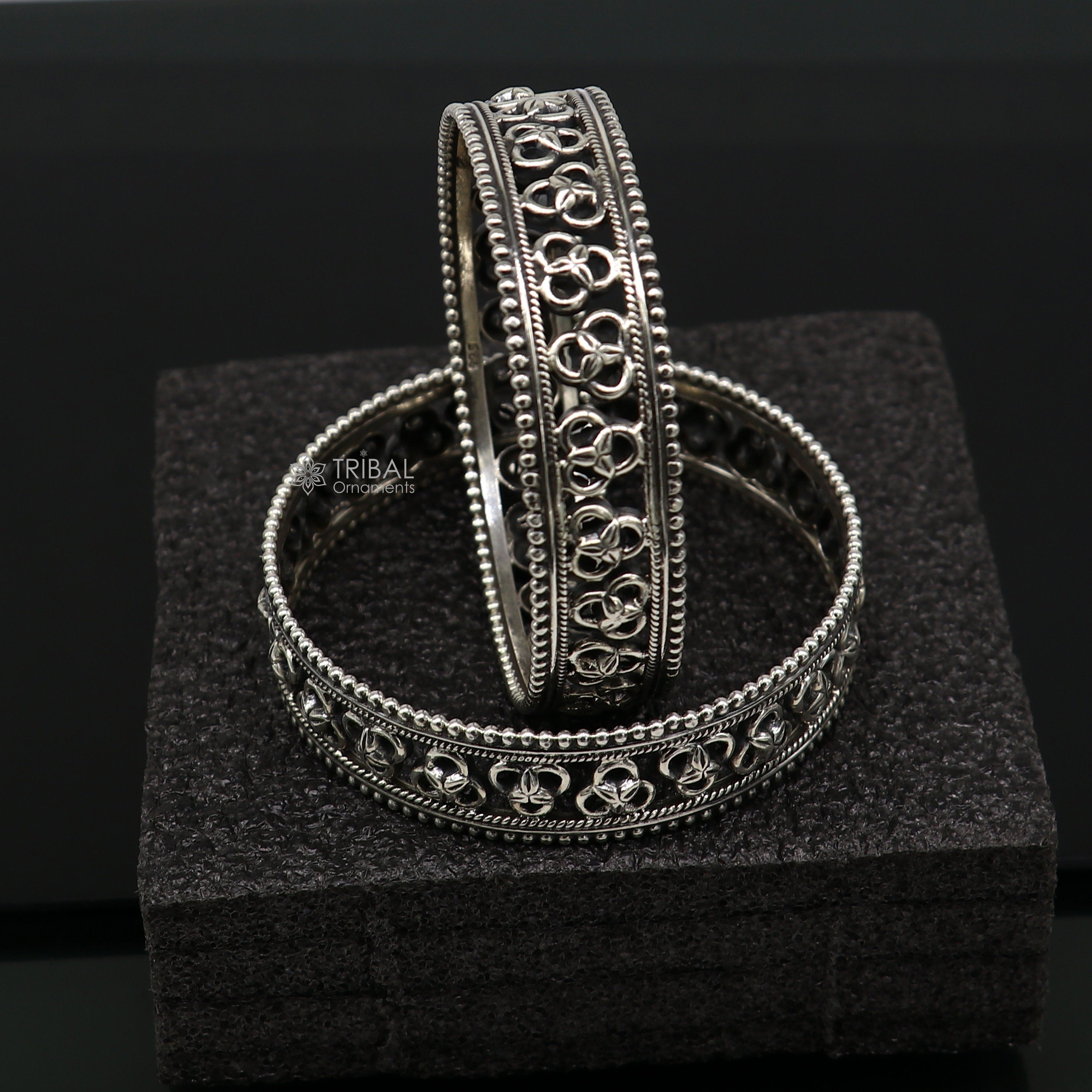 925 sterling silver Trendy cultural design bangle bracelet tribal