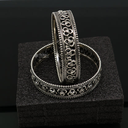 925 sterling silver tribal bangle bracelet with trendy cultural design from TRIBAL ORNAMENTS, featuring intricate tribal jewelry details.