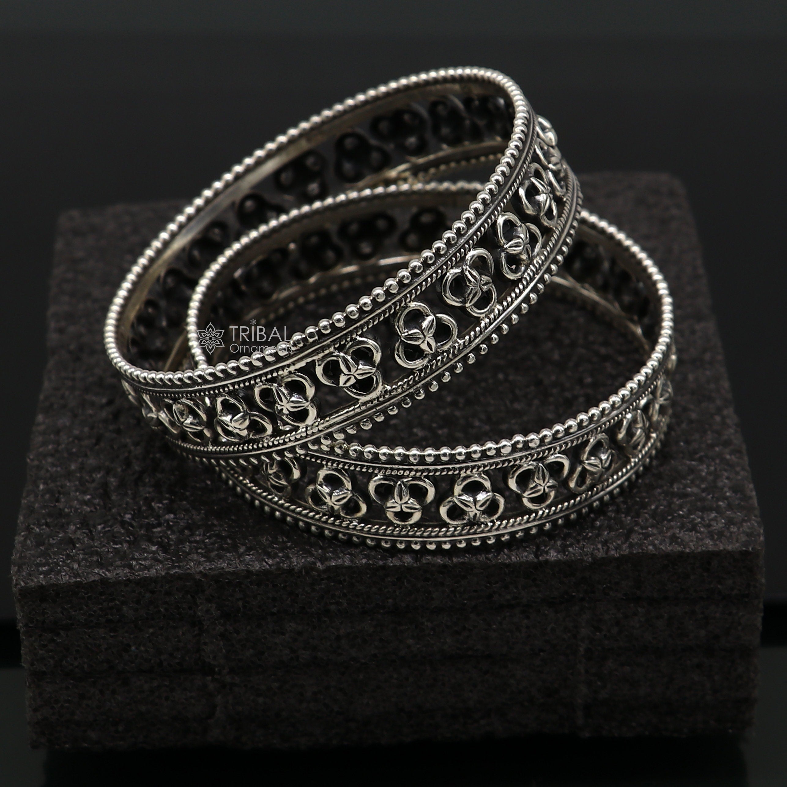 925 sterling silver Trendy cultural design bangle bracelet tribal