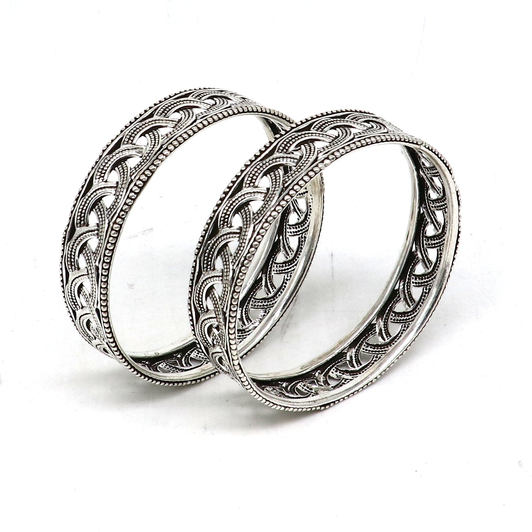 Floral style 925 sterling silver amazing customized bangle bracelet kada , best brides gifting ethnic stylish tribal fashion jewelry nba395 - TRIBAL ORNAMENTS