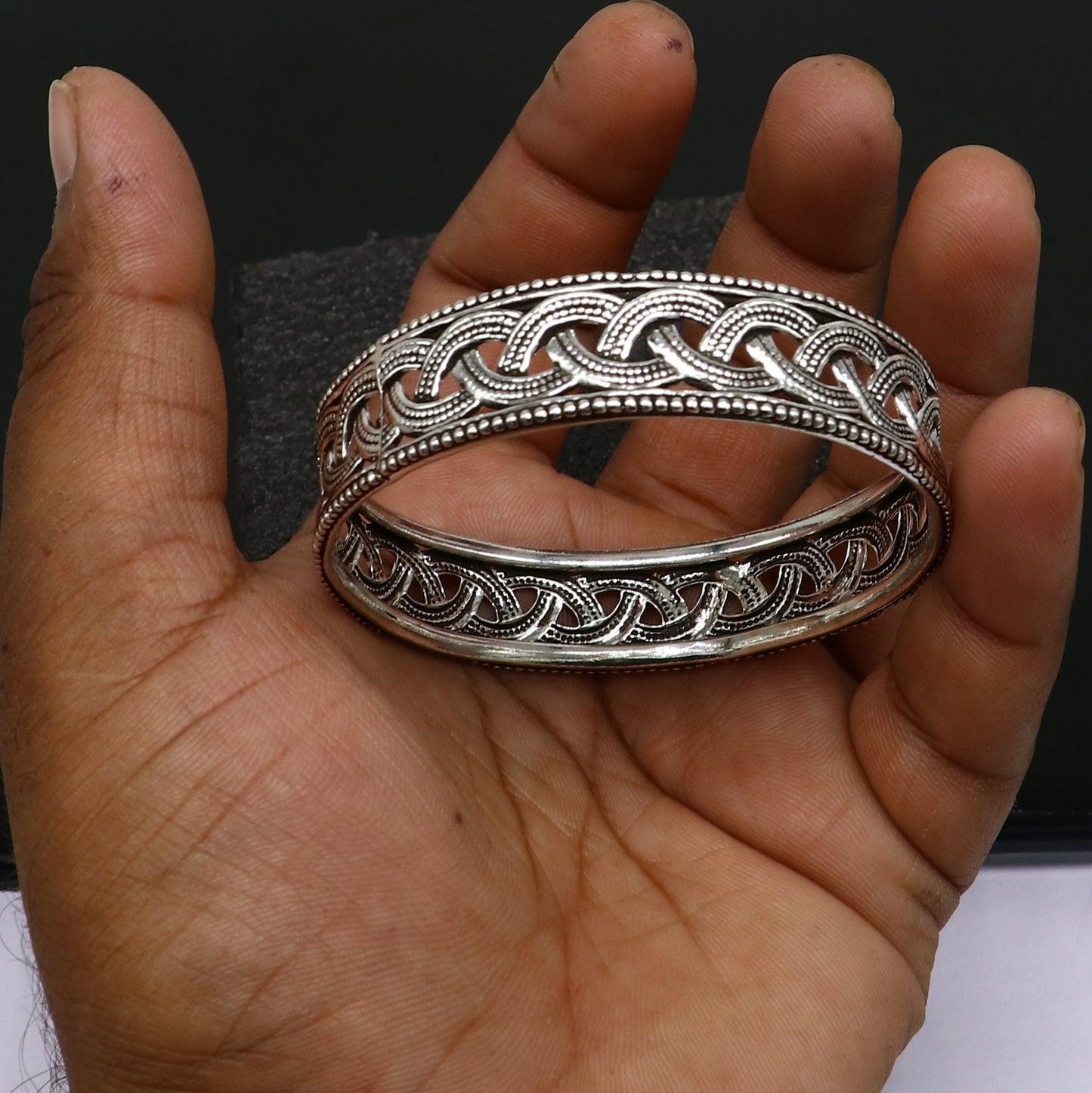 Floral style 925 sterling silver amazing customized bangle bracelet kada , best brides gifting ethnic stylish tribal fashion jewelry nba395 - TRIBAL ORNAMENTS