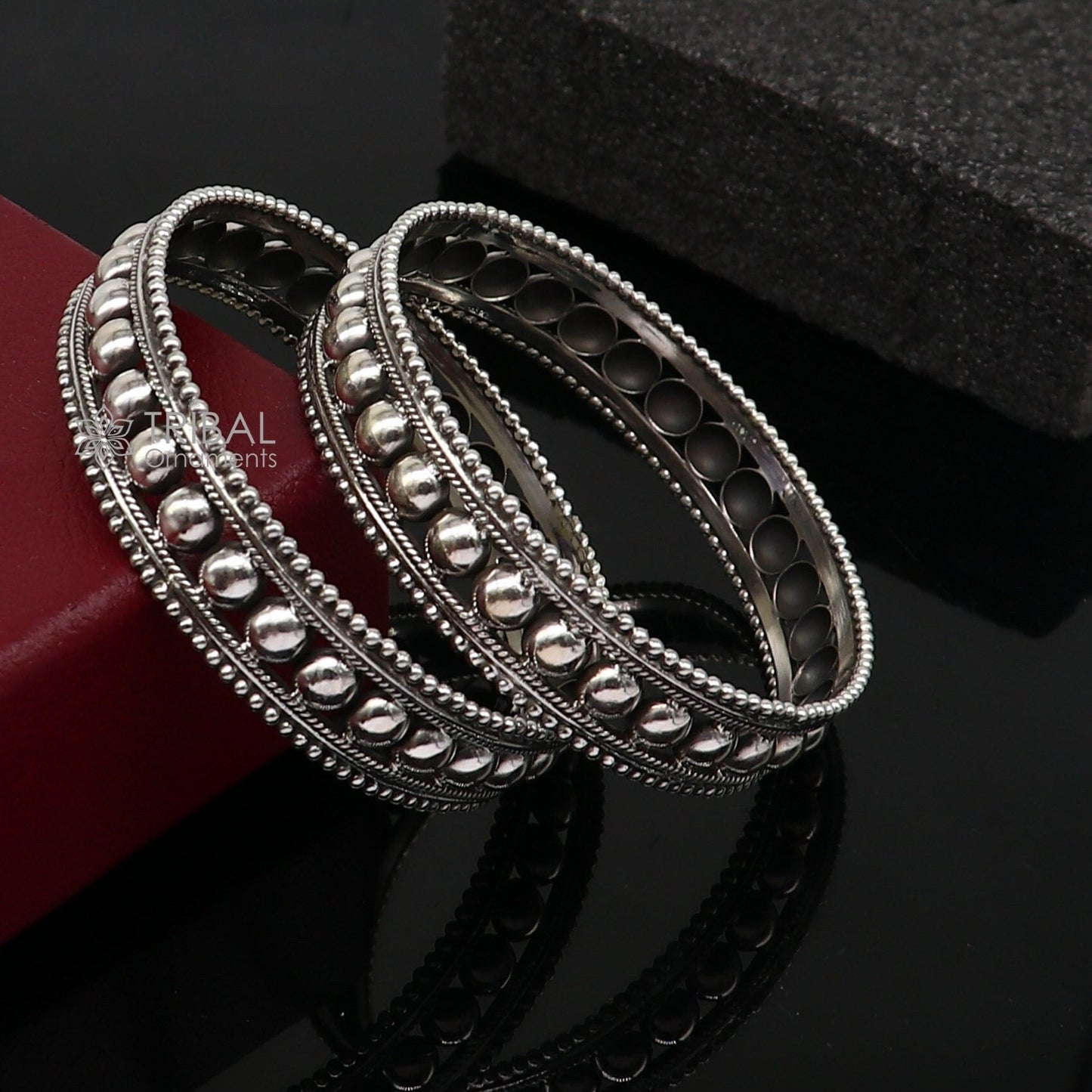 Tribal Ornaments 925 sterling silver bangle bracelet with cultural design, handcrafted unique style, ideal for wedding jewelry.