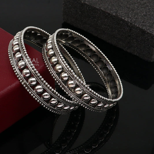 Tribal Ornaments 925 sterling silver bangle bracelet with cultural design, handcrafted unique style, ideal for wedding jewelry.