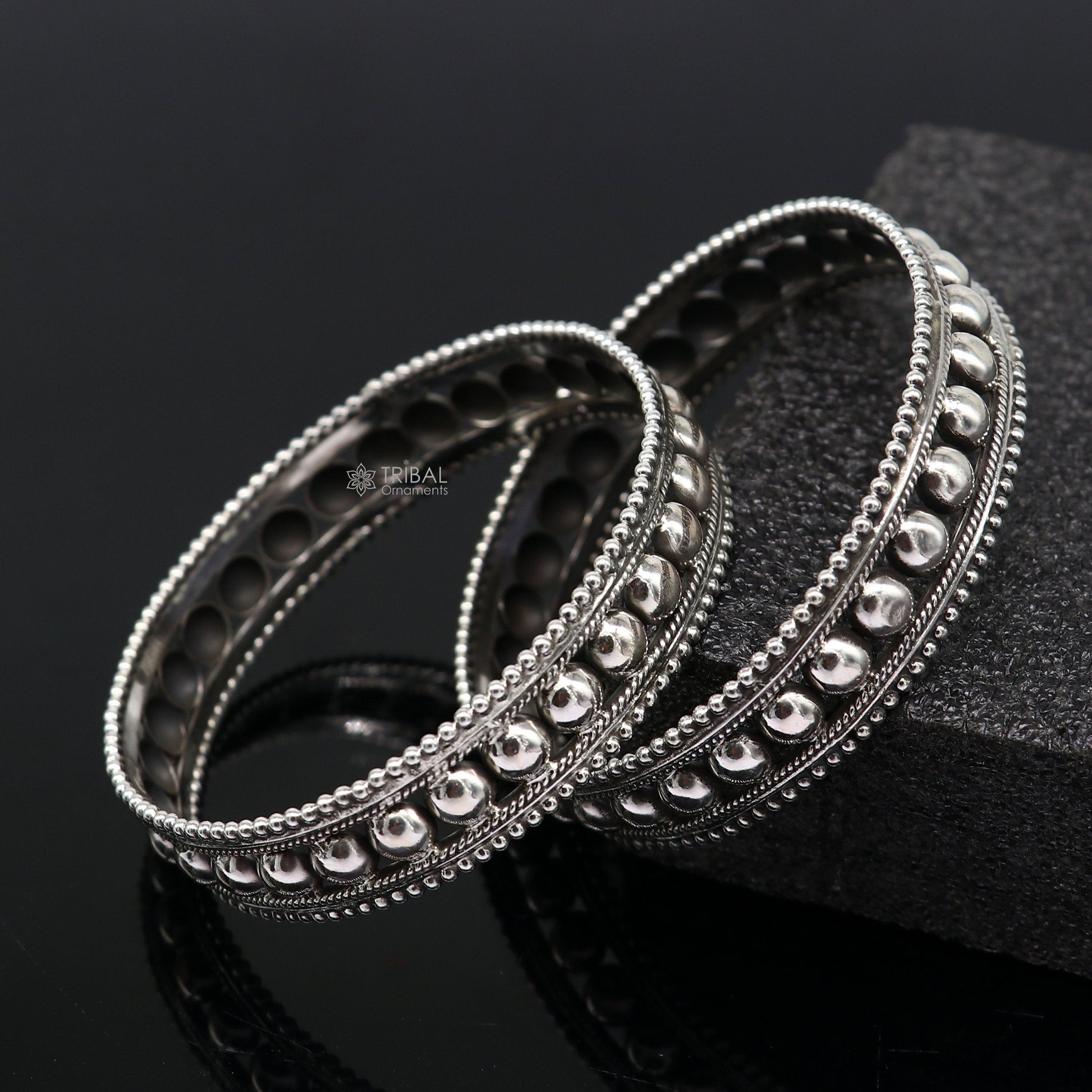 Tribal Ornaments 925 sterling silver bangle bracelet with trendy cultural design, handmade, ideal for bridal wedding jewelry.
