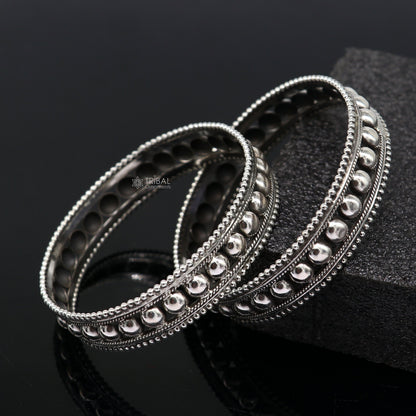 Tribal Ornaments 925 sterling silver bangle bracelet with trendy cultural design, handmade, ideal for bridal wedding jewelry.